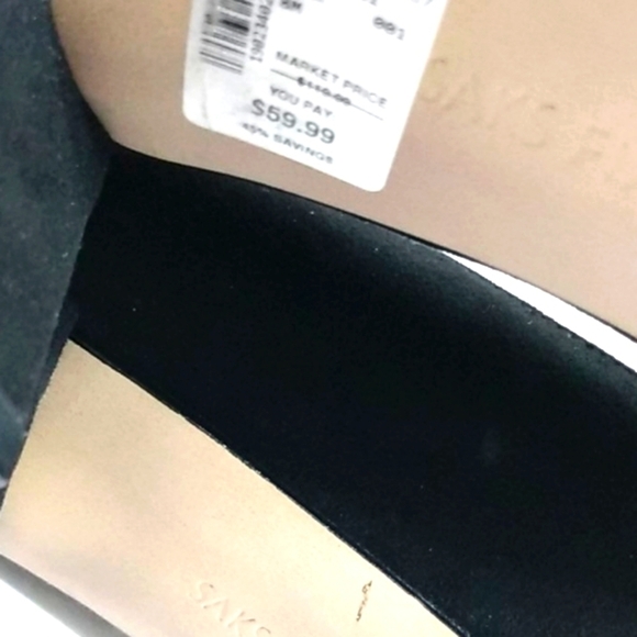 SAKS FIFTH AVENUE NEW BLACK VINCI PUMPS SIZE 8 - Picture 7 of 9